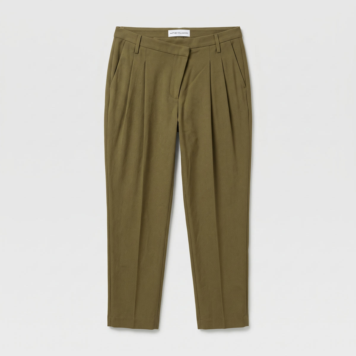 Olive Pleated Tailored Trousers