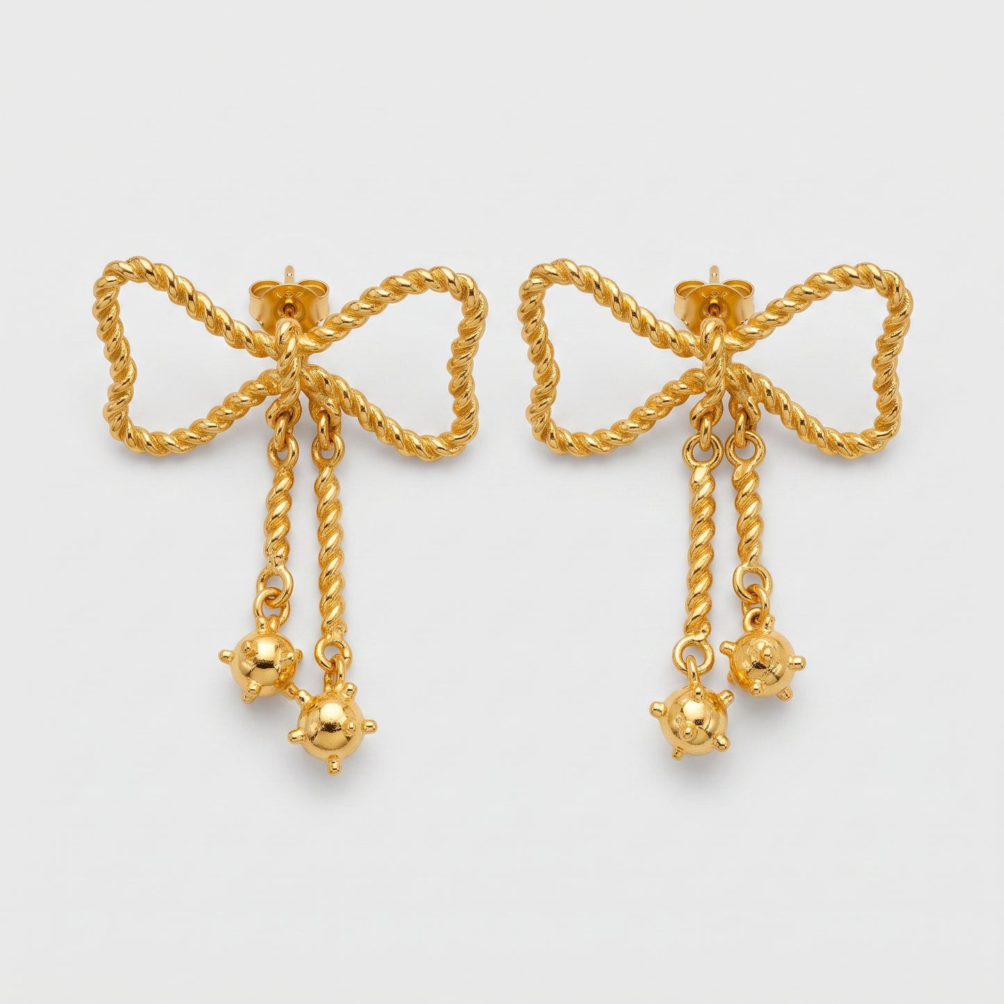 Twisted Gold Bow Drop Earrings