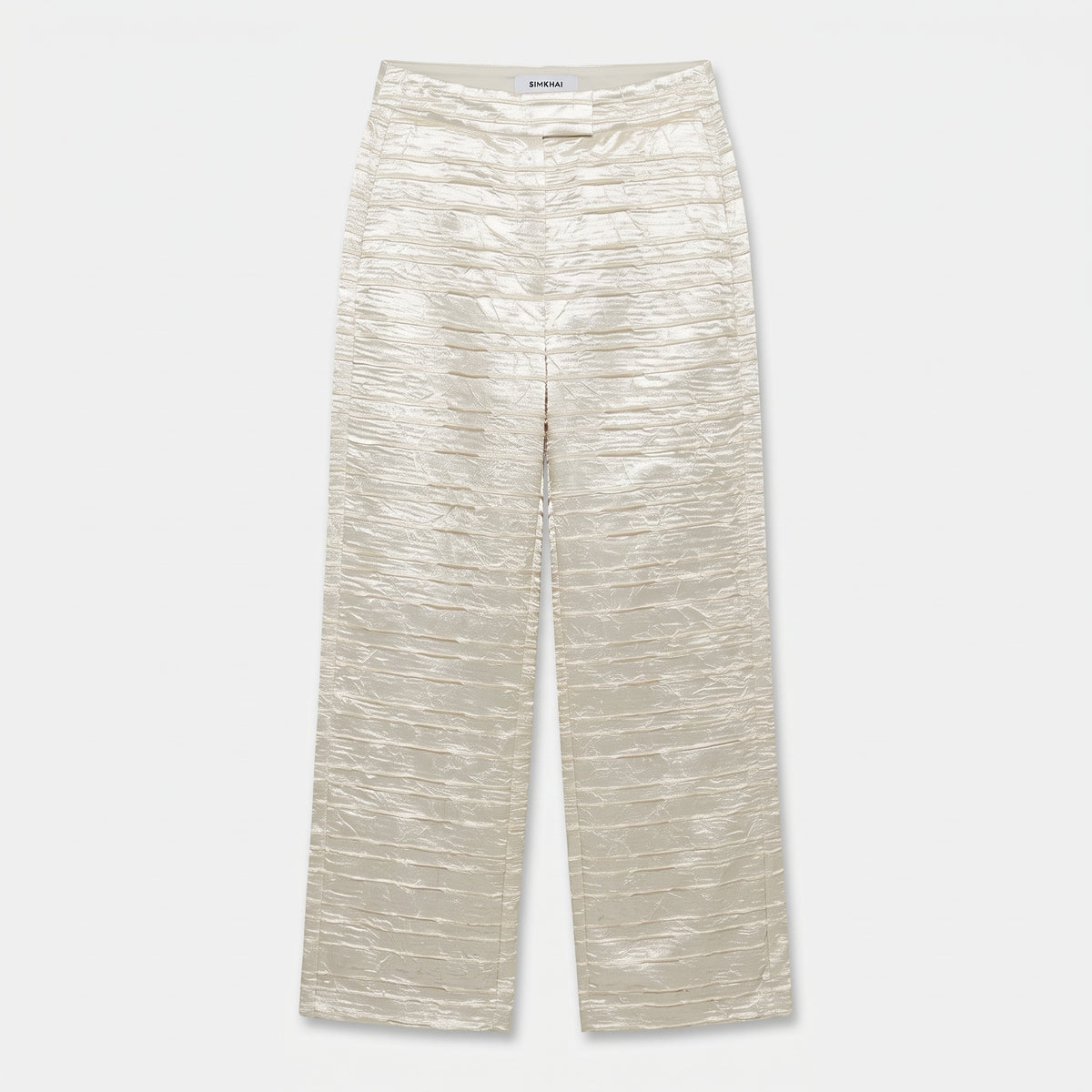 Metallic Crinkled Wide-Leg Trousers
