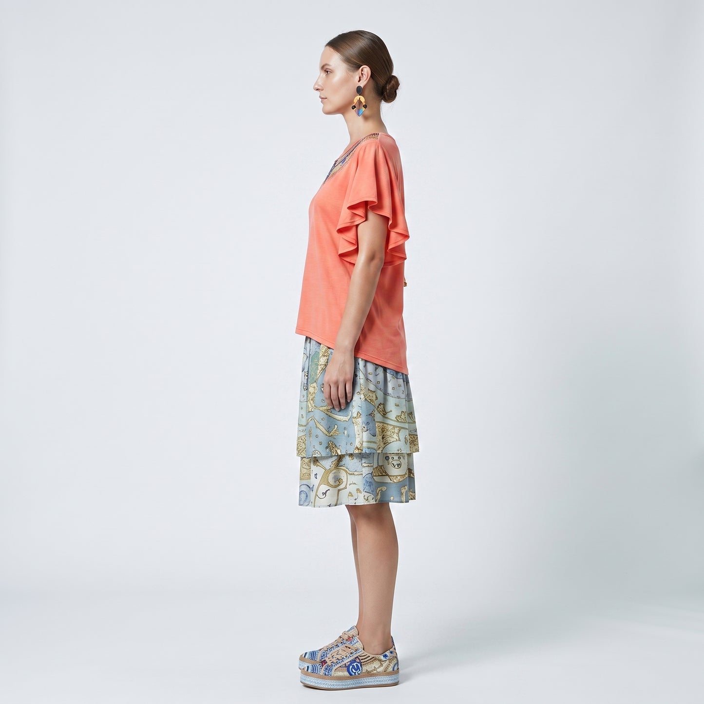Embellished Flutter Sleeve Top