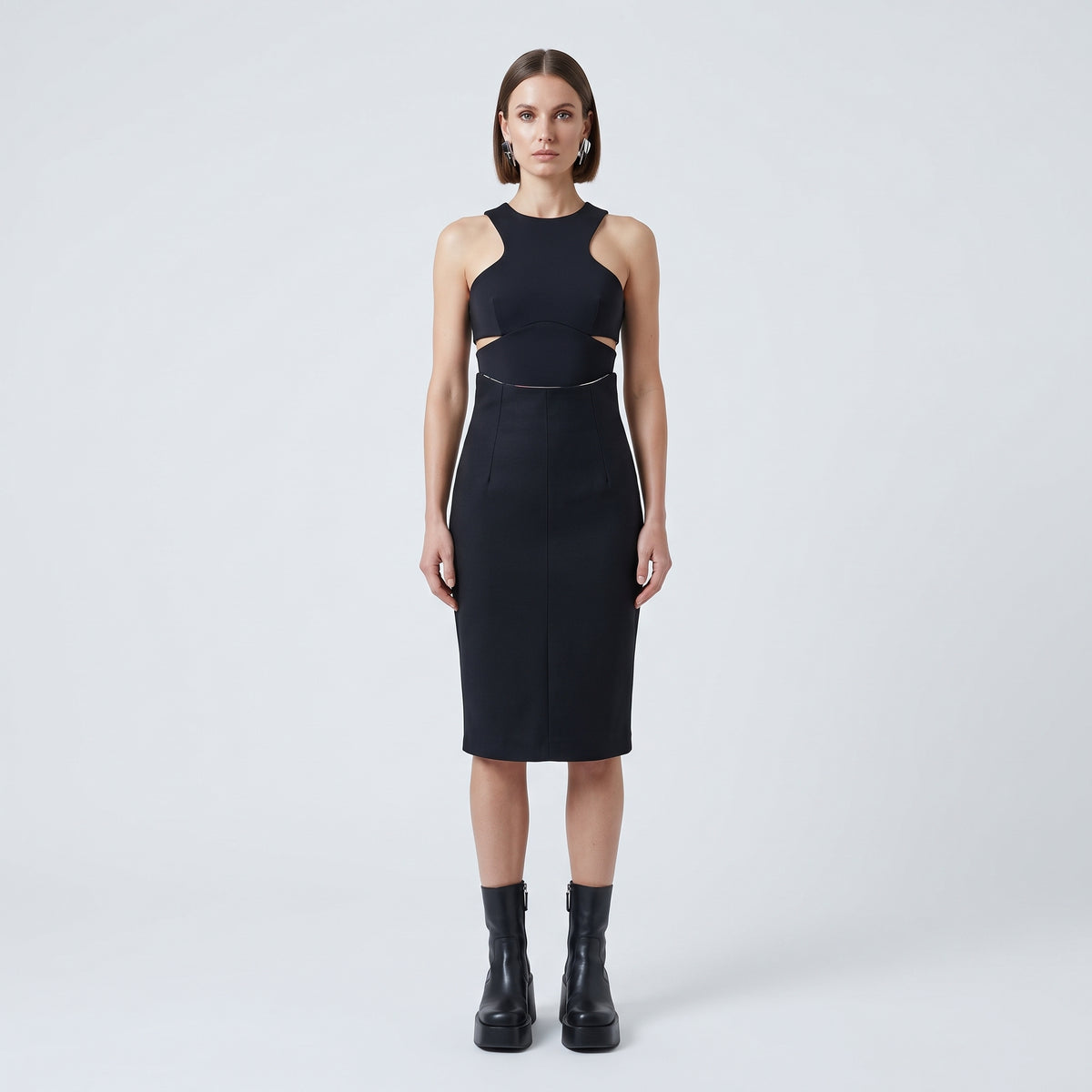 High-Waisted Structured Pencil Skirt