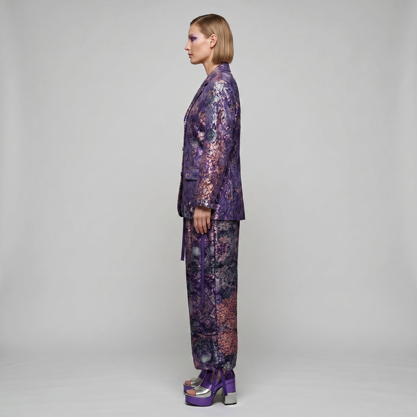 Floral Embellished Brocade Blazer