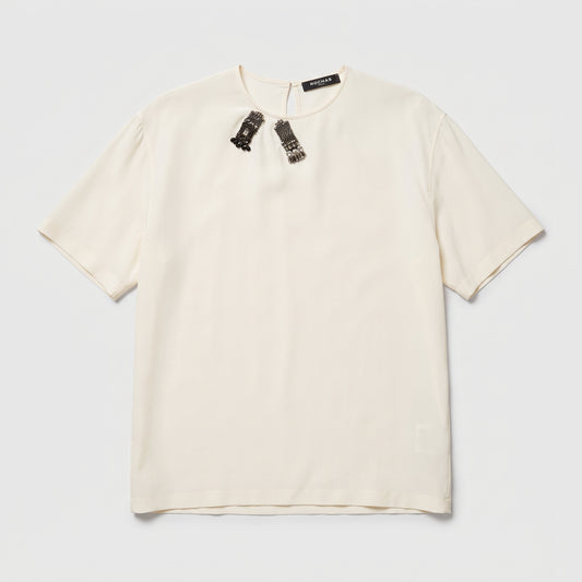 Embellished Silk Crepe Top