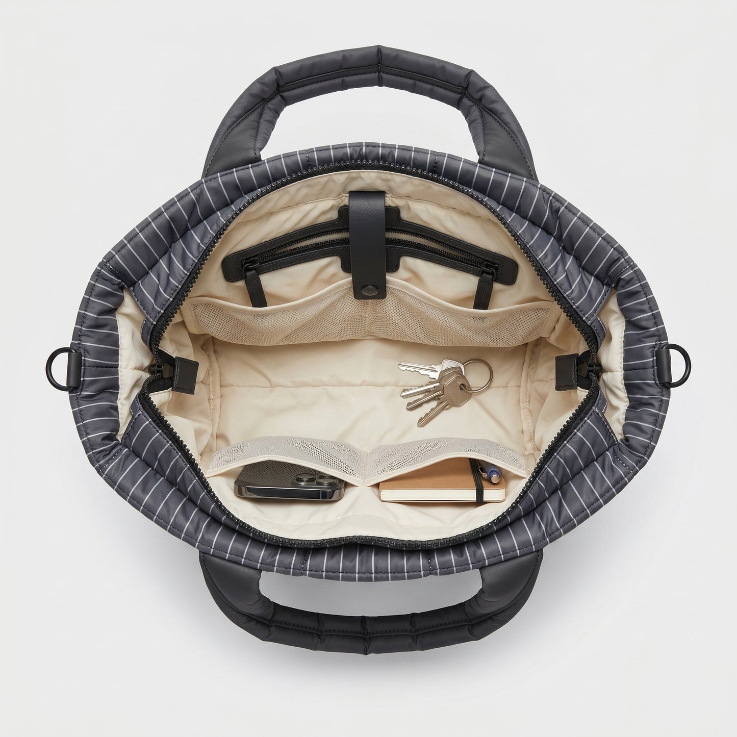 Pinstripe Quilted Tote Bag