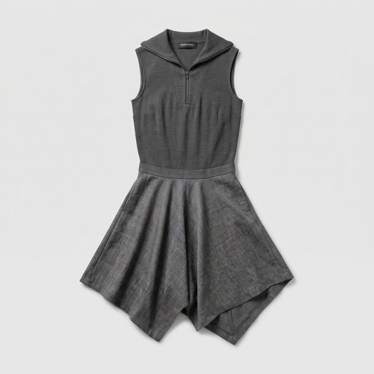 Tailored Zippered Grey Mini Dress