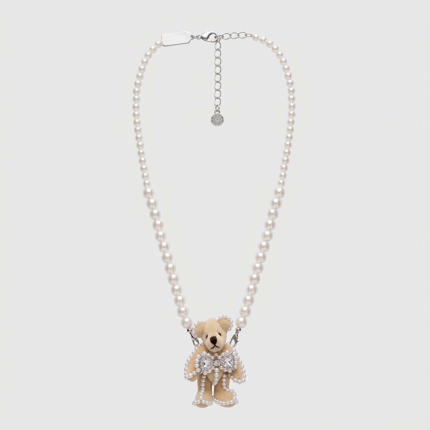 Crystal Embellished Teddy Pearl Necklace