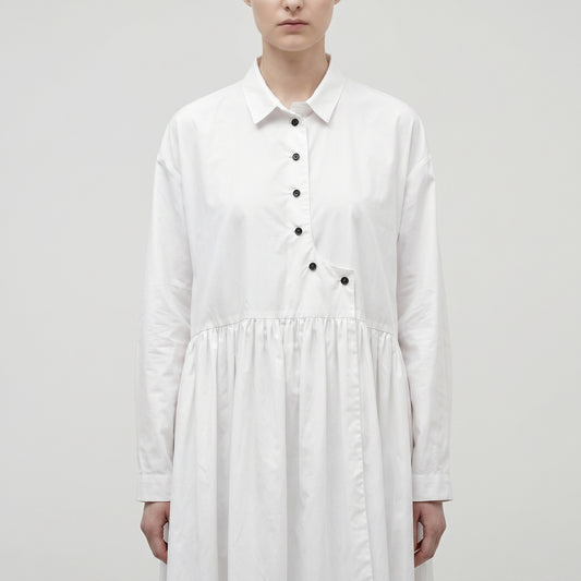 Asymmetric Pleated Cotton Shirt