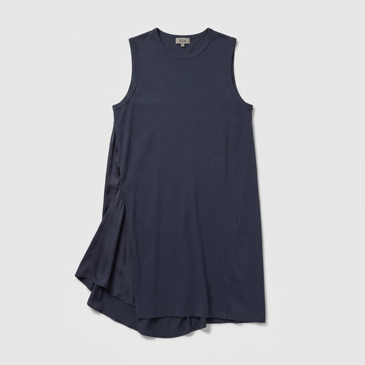 Asymmetric Pleated Cotton Tank Top