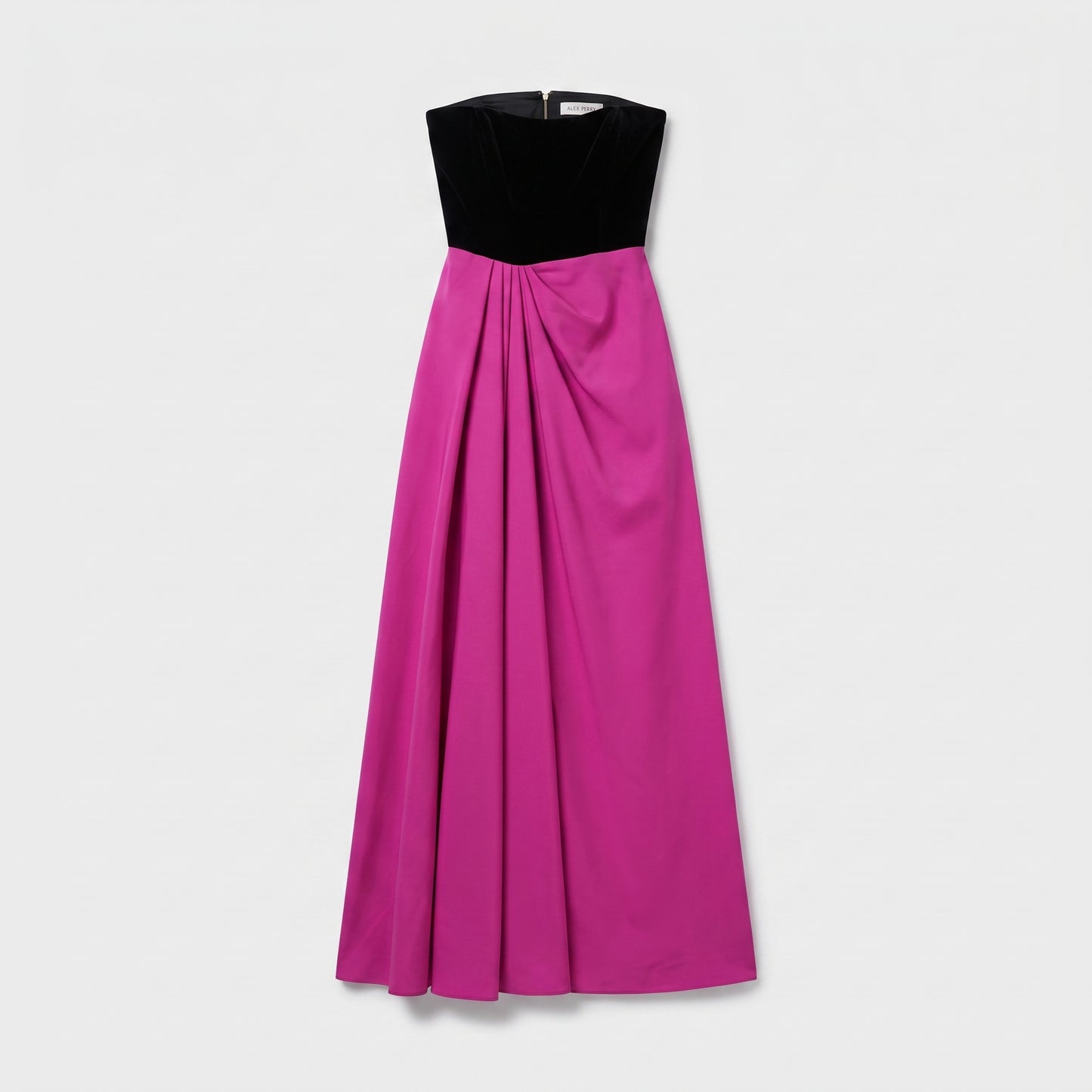 Colorblock Strapless Velvet Gown