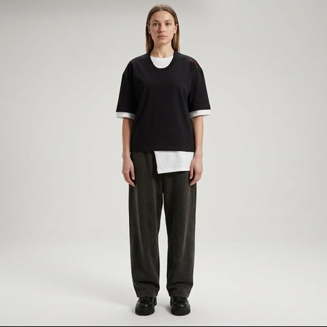 Layered Hem Contrast T-Shirt