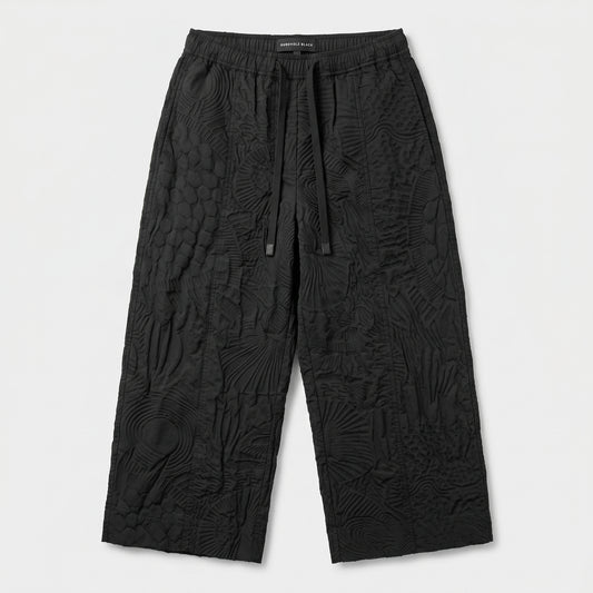 Textured Drawstring Wide Leg Trousers