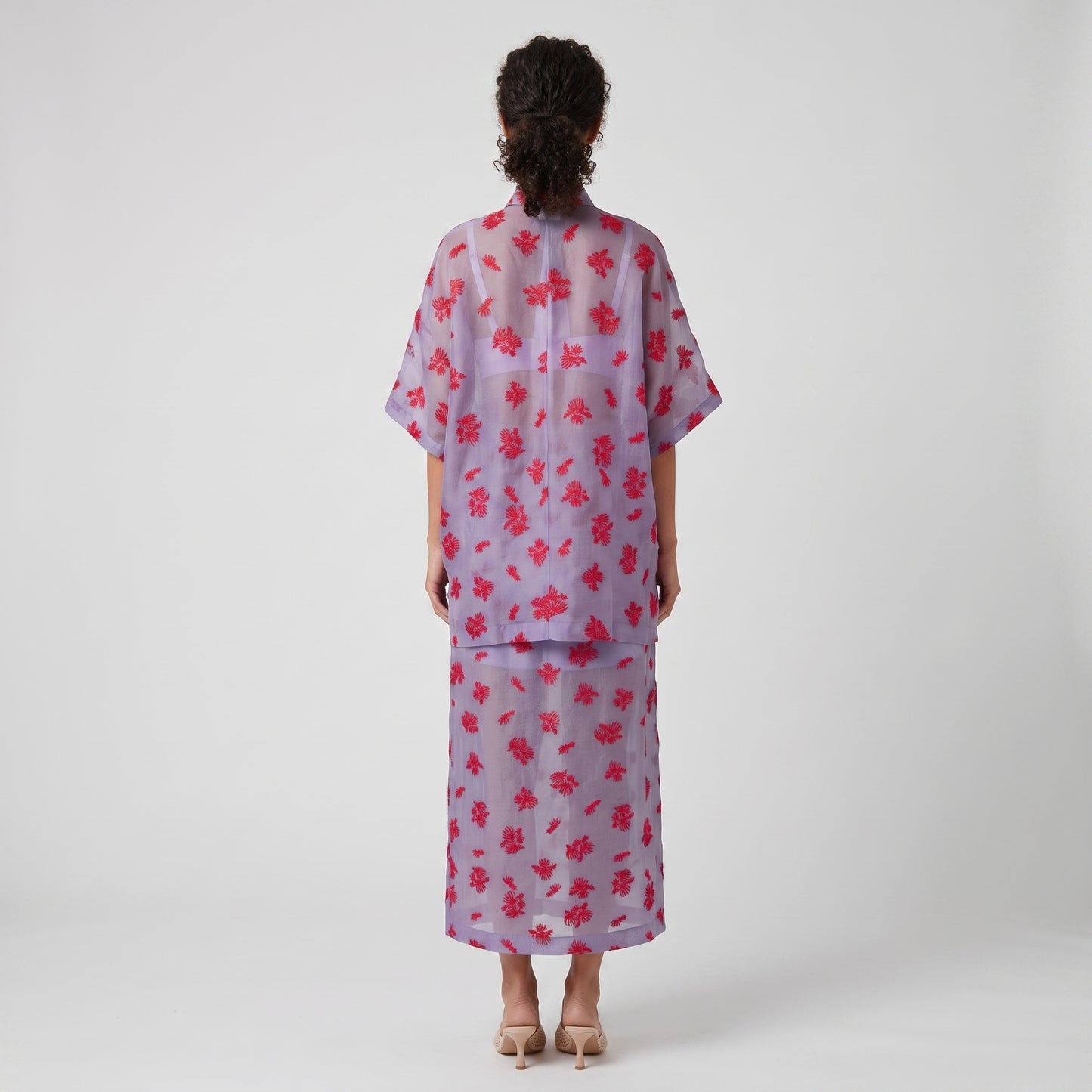 Floral Embroidered Sheer Shirt