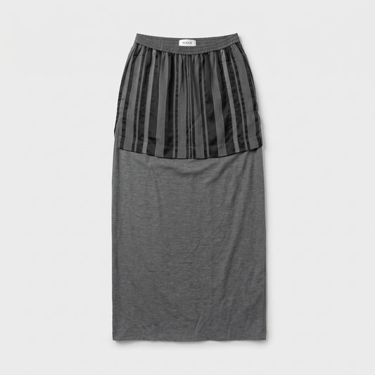 Layered Striped Midi Skirt