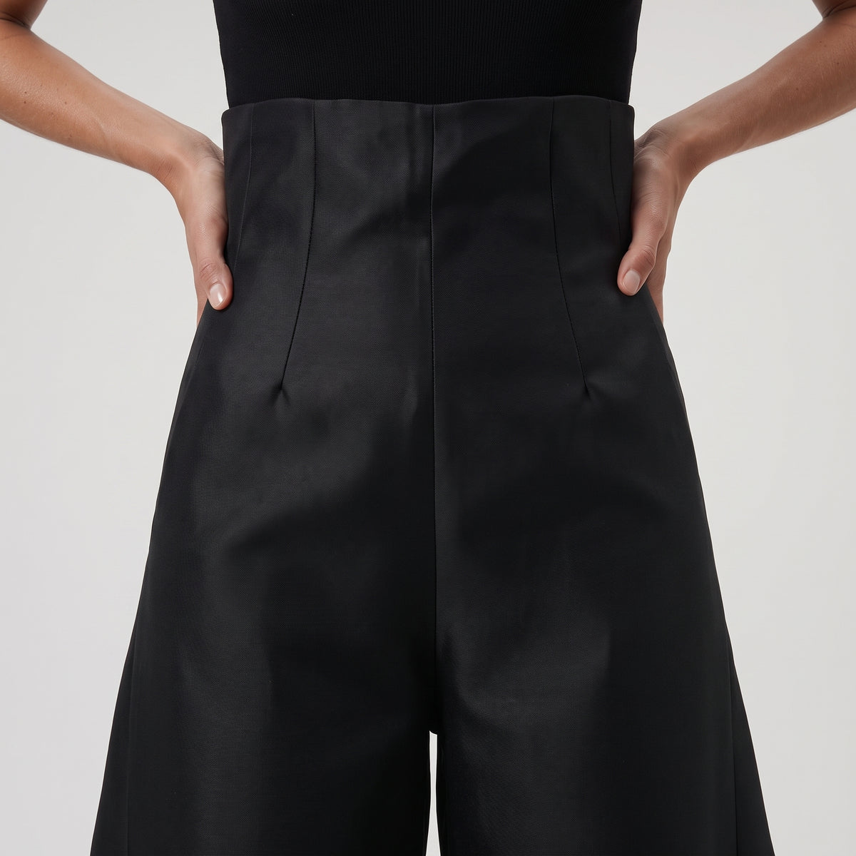 High-Waisted Structured Wide-Leg Trousers