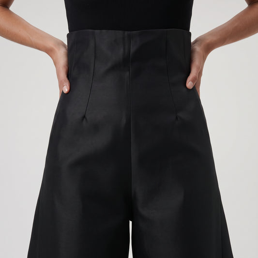 High-Waisted Structured Wide-Leg Trousers