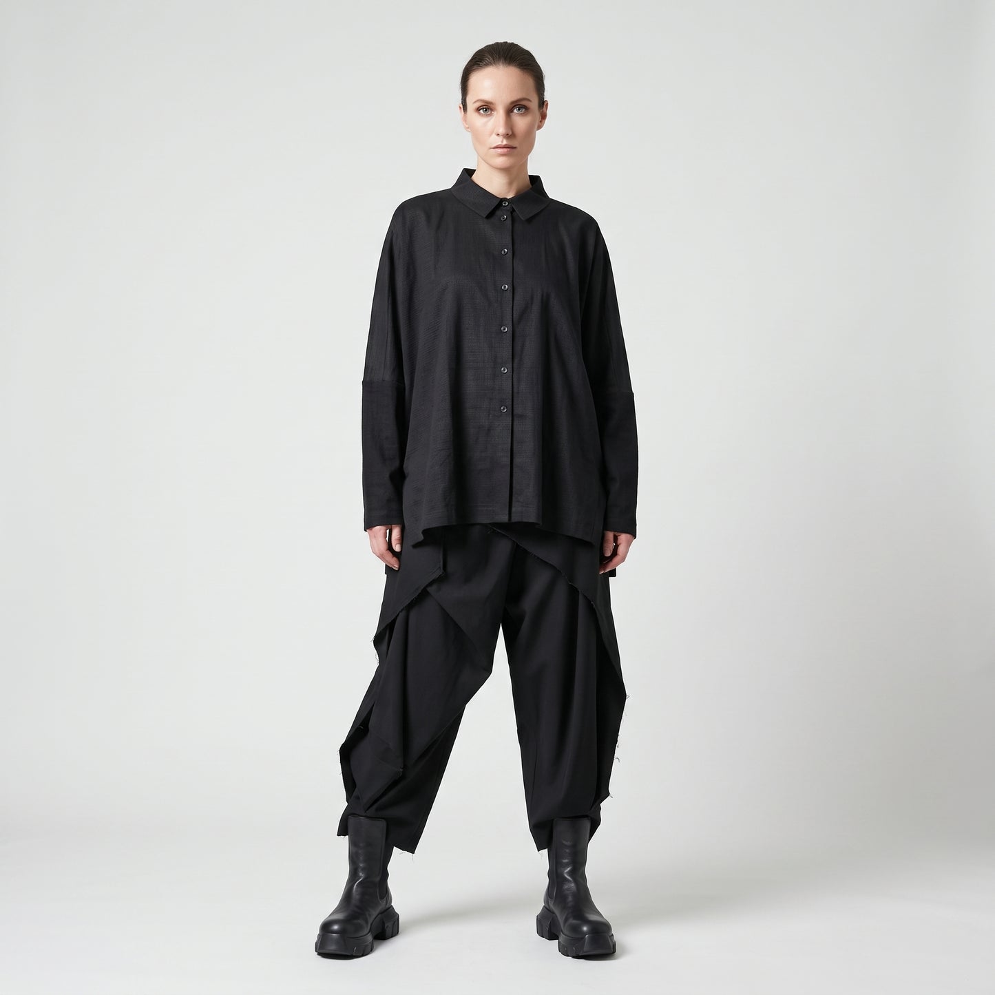 Relaxed Oversized Black Shirt