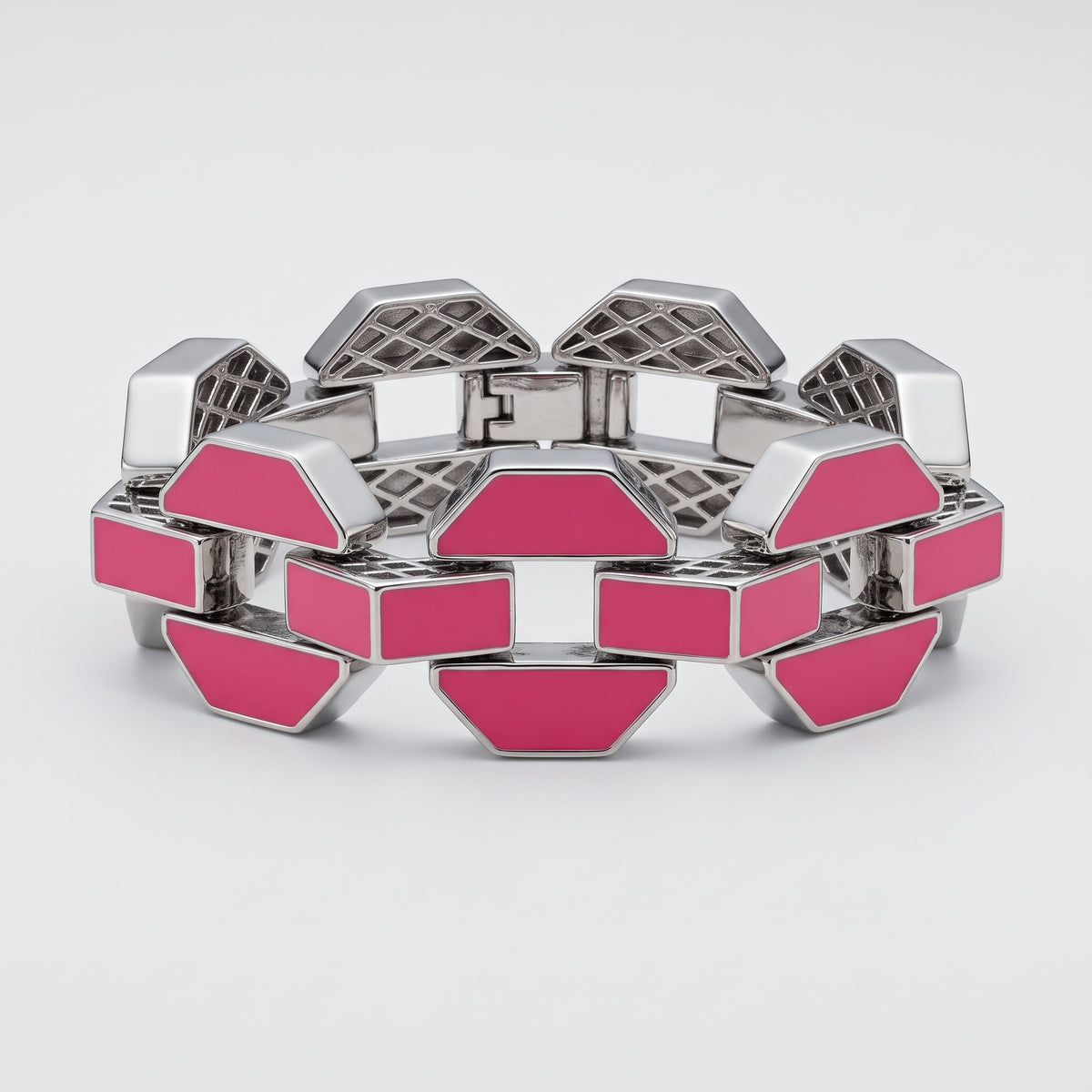 Geometric Enamel Link Bracelet