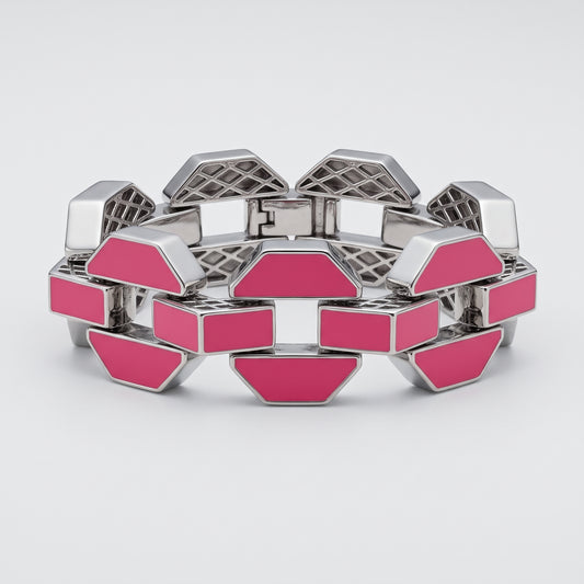 Geometric Enamel Link Bracelet