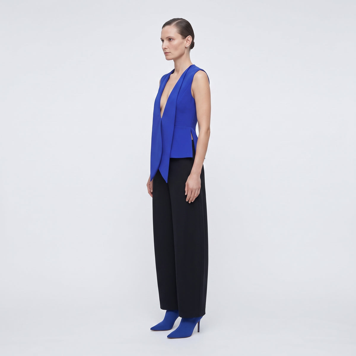 Structured Royal Blue Lapel Vest