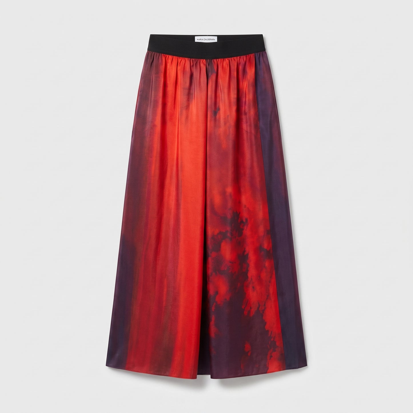 Abstract Print Silk Midi Skirt