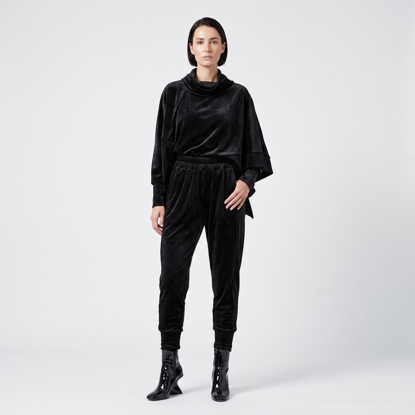 Velvet Draped Waist Joggers