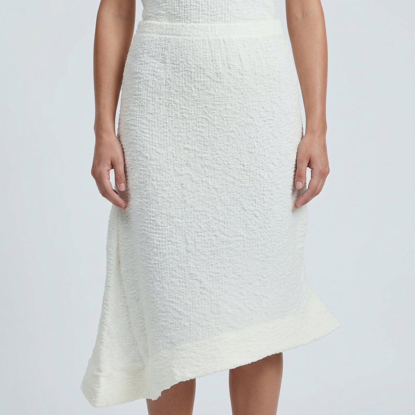 Asymmetric Textured Midi Skirt