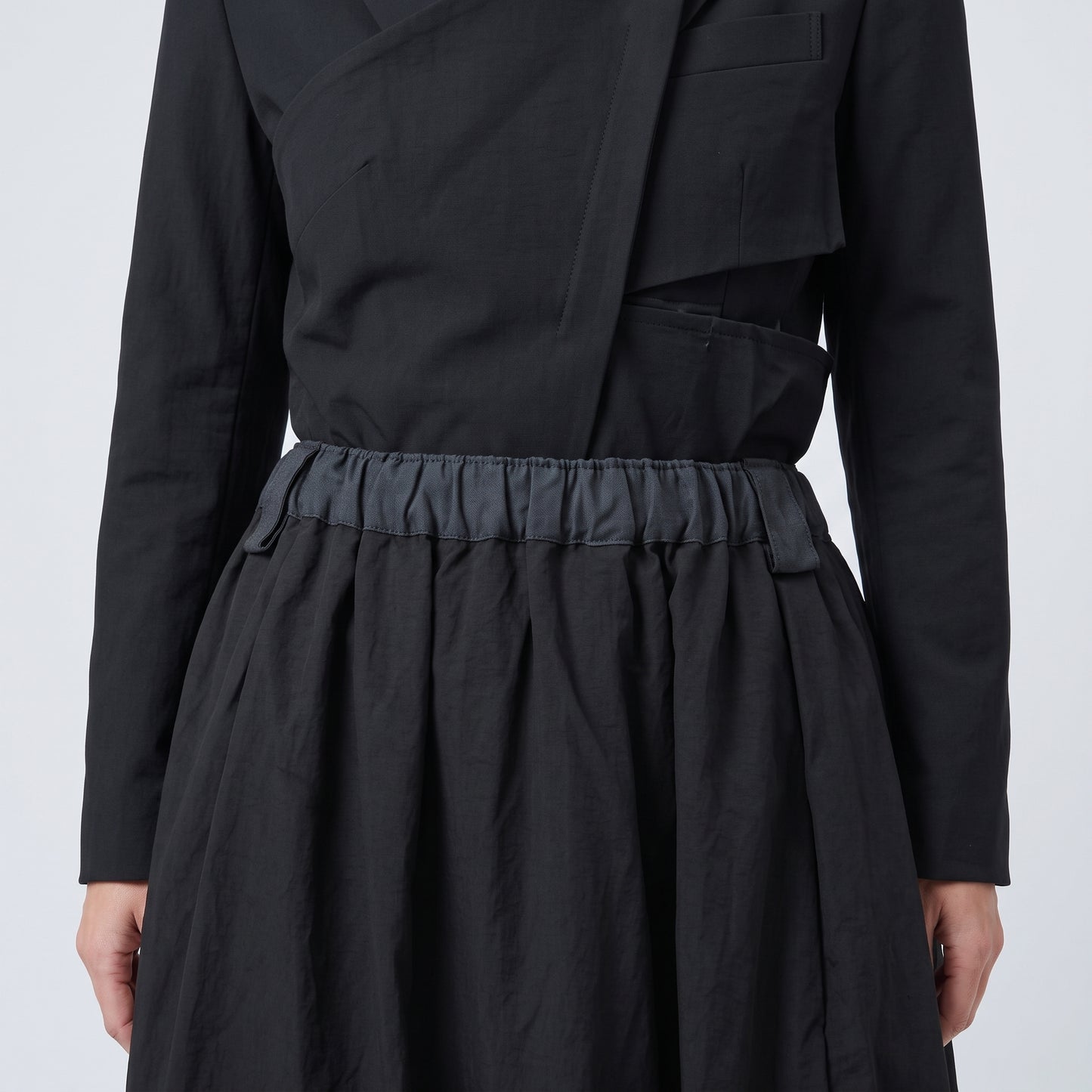 Minimalist Black Balloon Midi Skirt