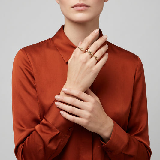 Dual Finger Hammered Gold Ring