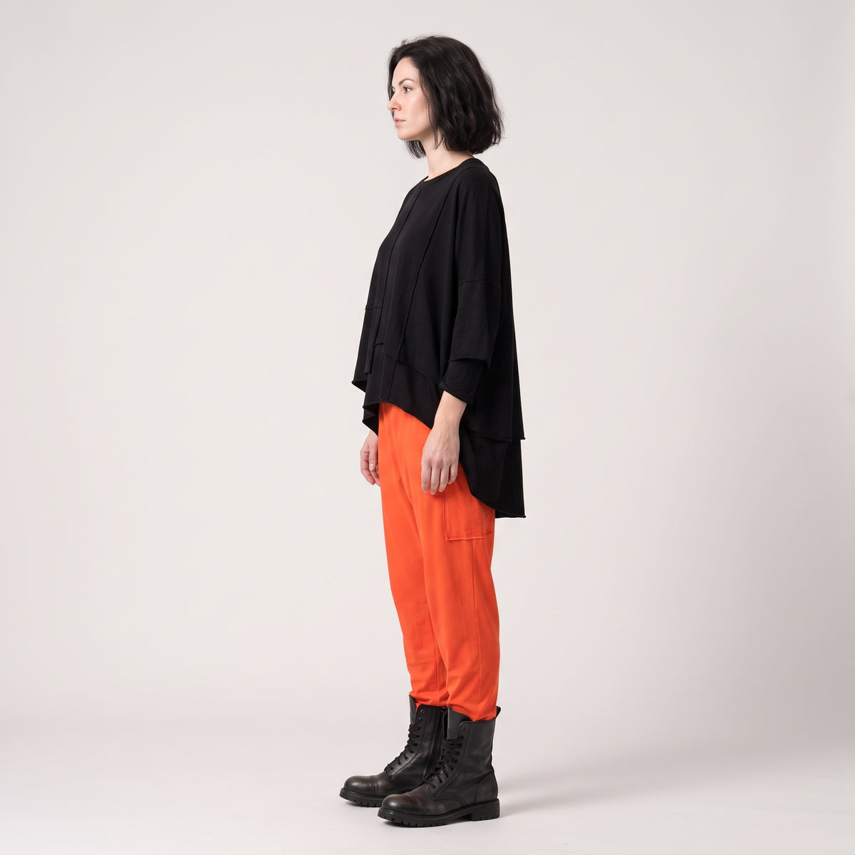 Vibrant Orange Elastic Waist Trousers