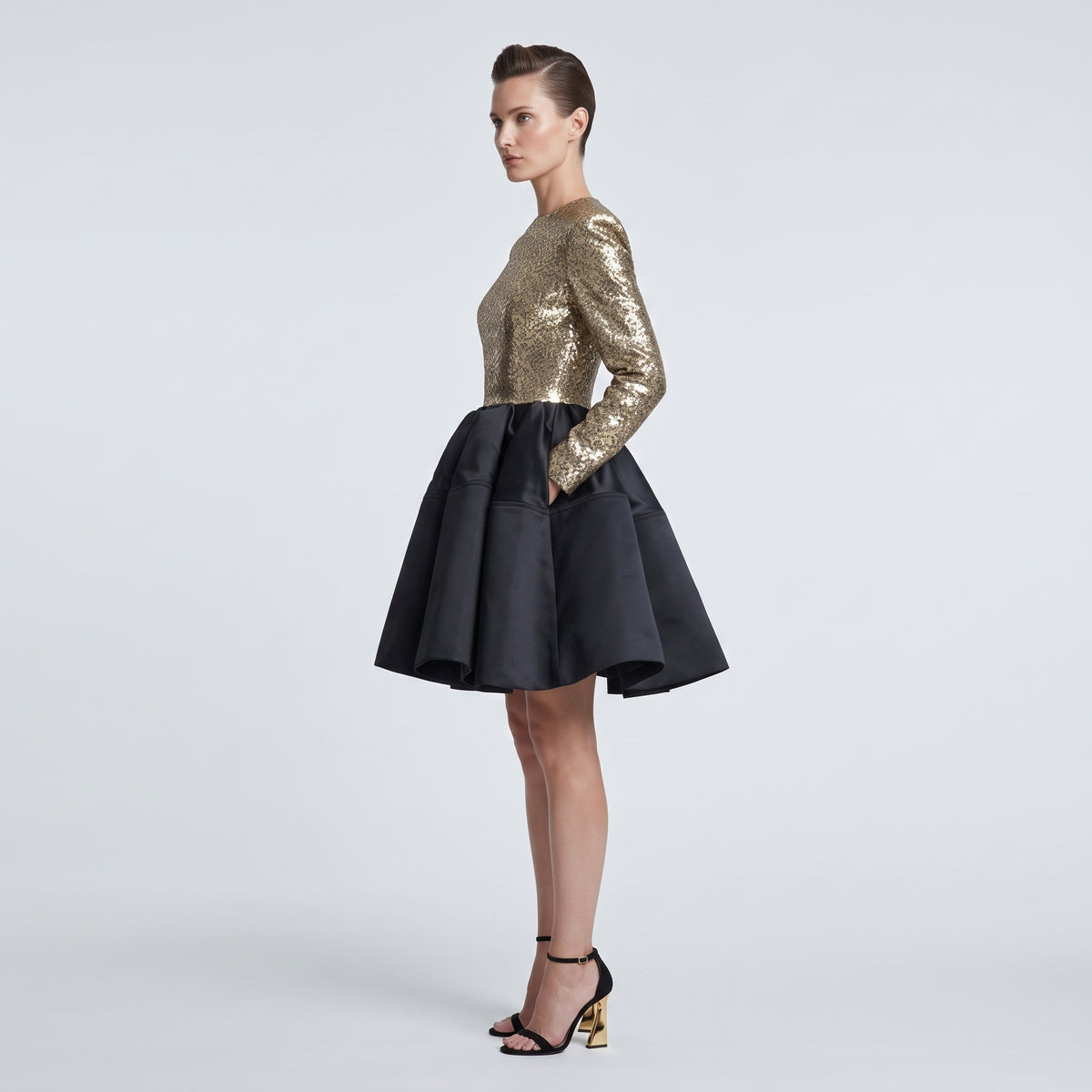 Metallic Sequin Corset Mini Dress