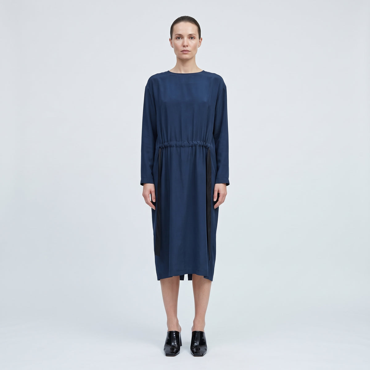 Minimalist Drawstring Midi Dress