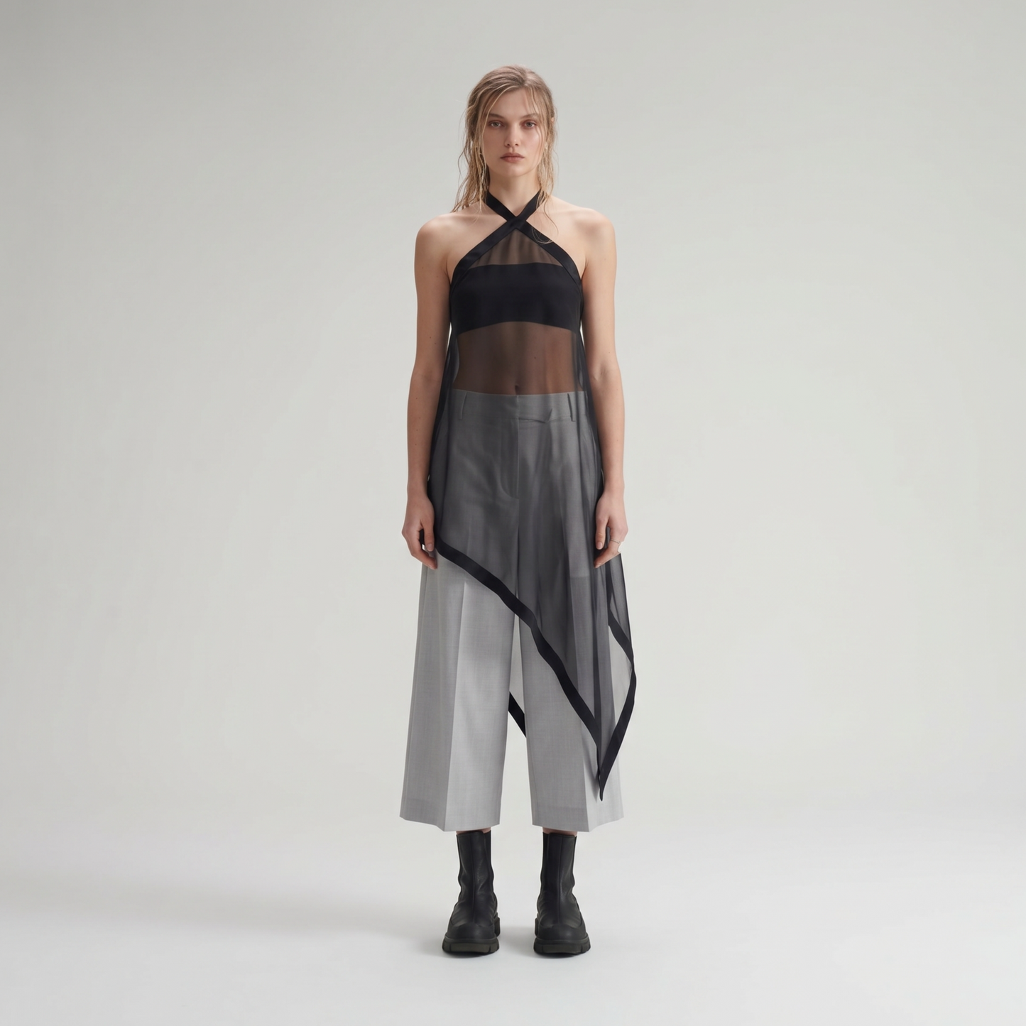 Sheer Asymmetric Halter Top