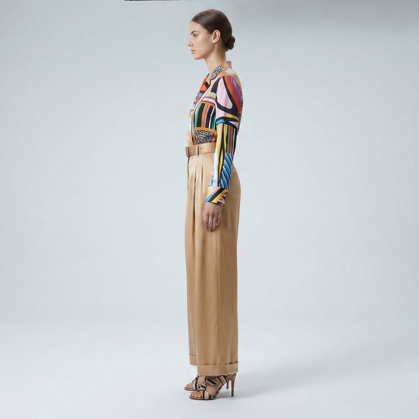 Tailored Satin Belted Trousers
