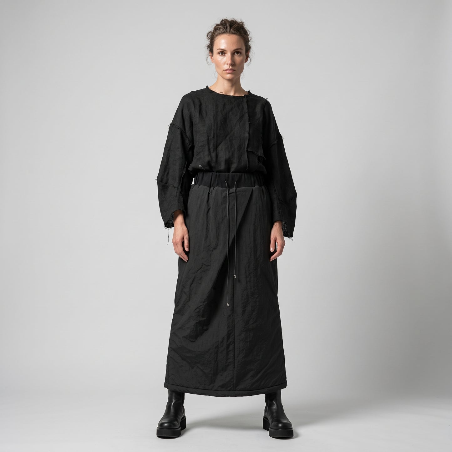 Modern Quilted Wrap Midi Skirt