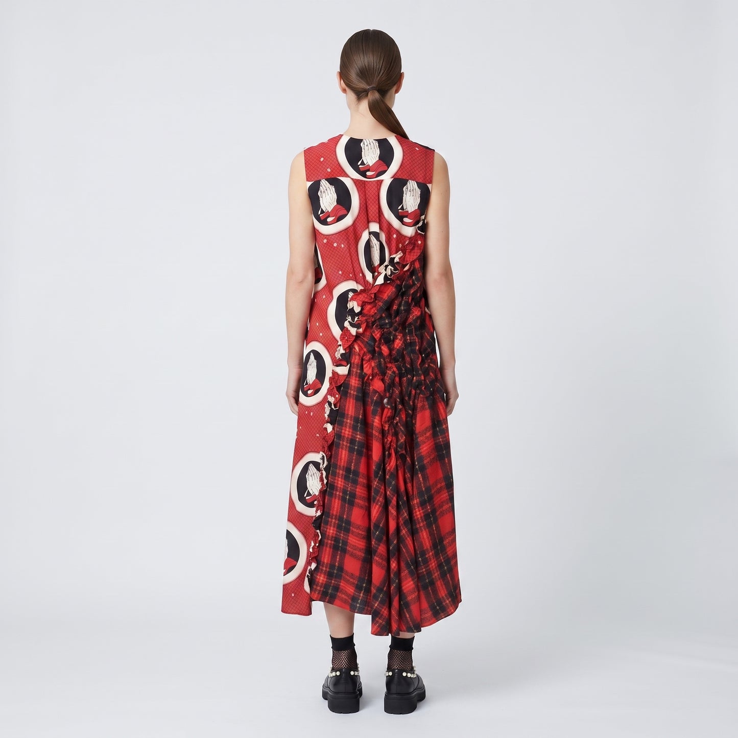 Mixed Print Floral Ruffle Dress