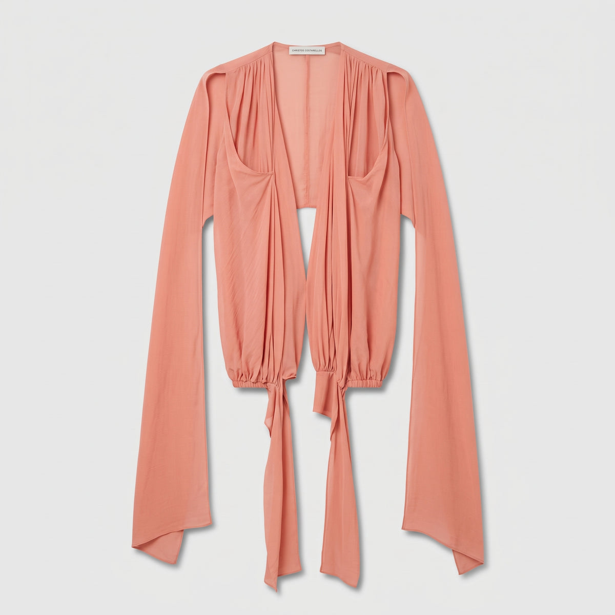 Draped Tie-Front Silk Blouse