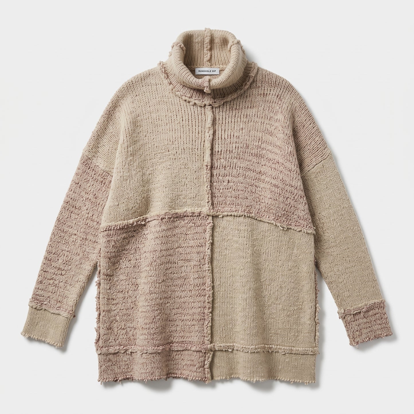Textured Patchwork Turtleneck Sweater