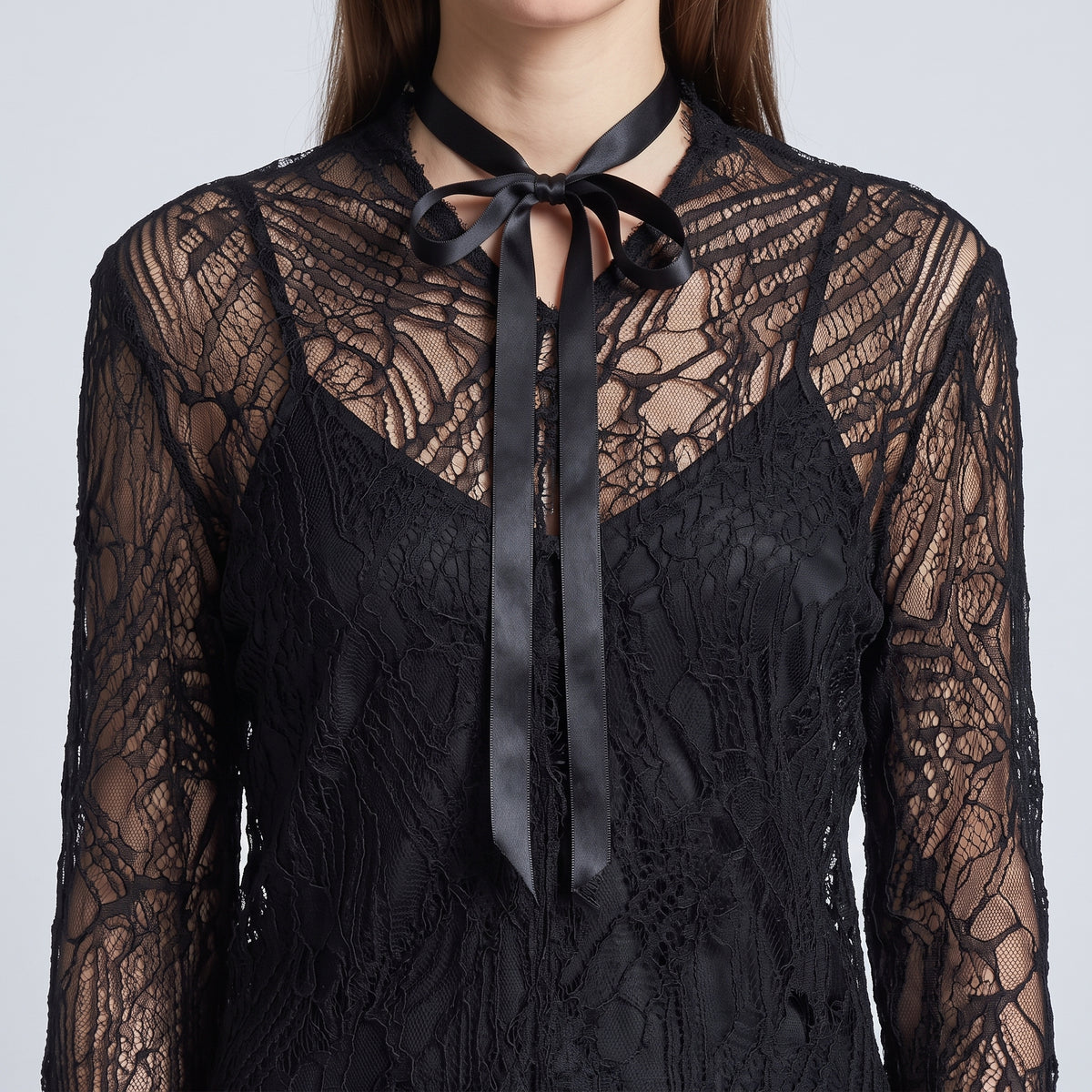 Elegant Black Lace V-Neck Top