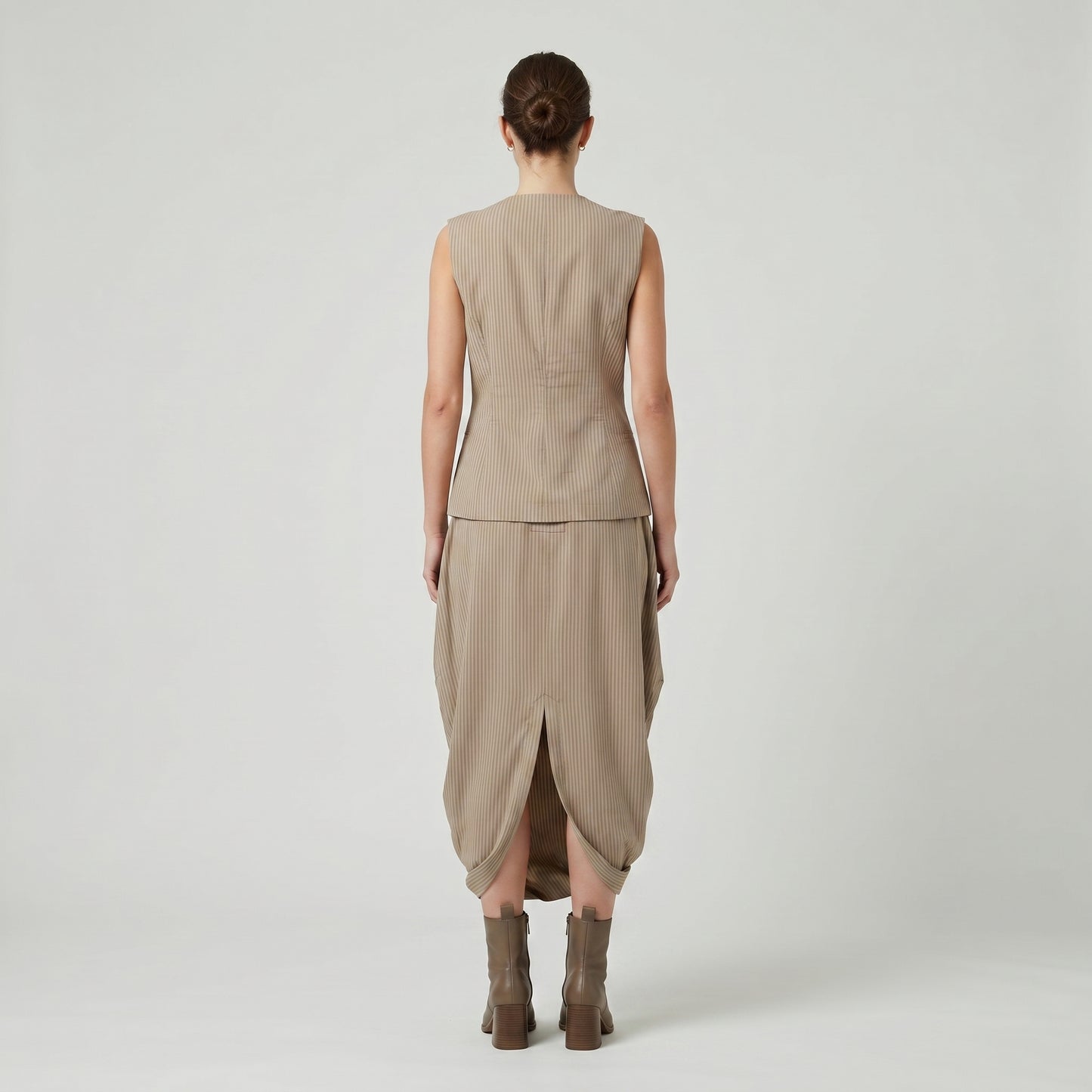 Striped Draped Cocoon Skirt