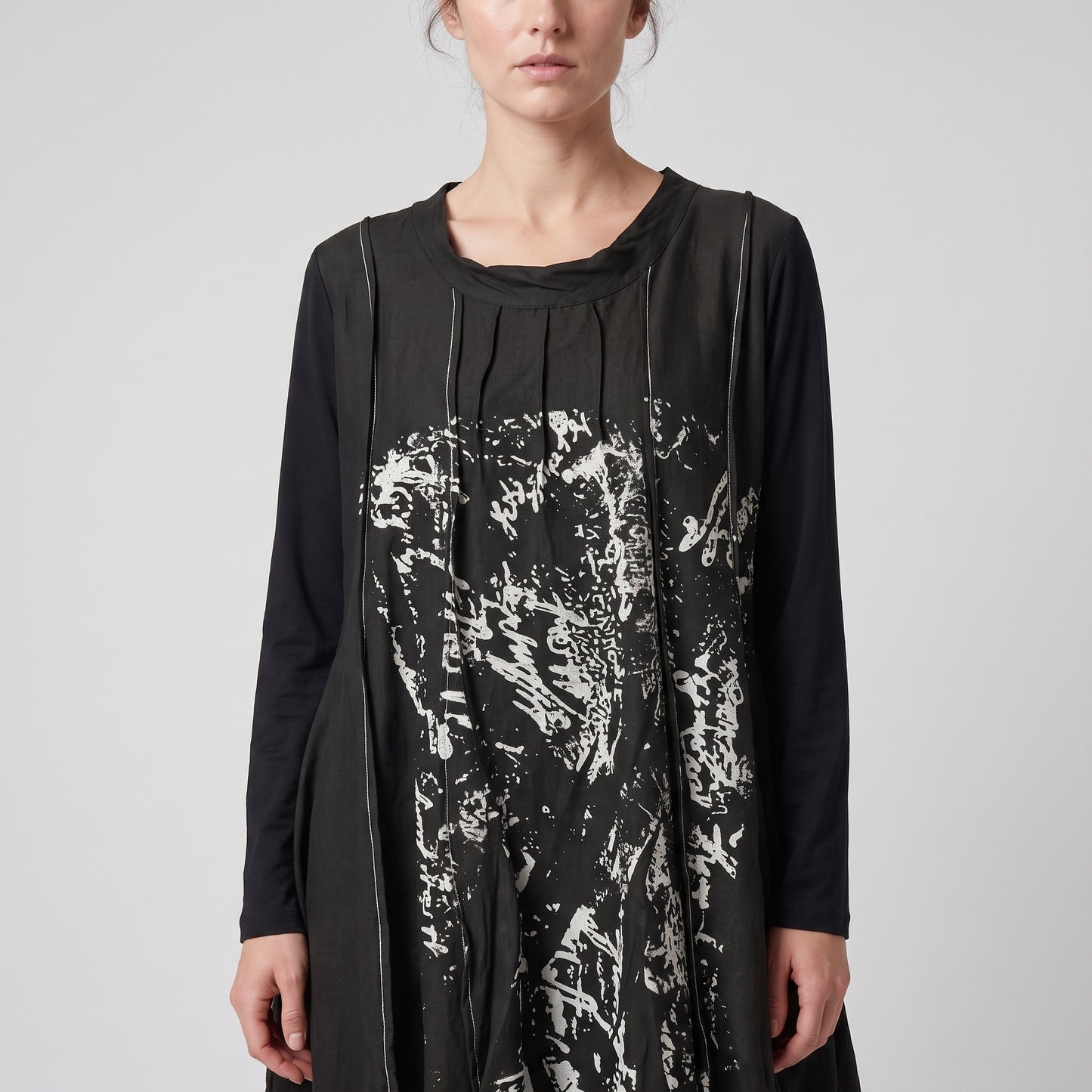 Abstract Print Long Sleeve Dress