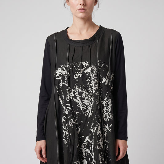 Abstract Print Long Sleeve Dress