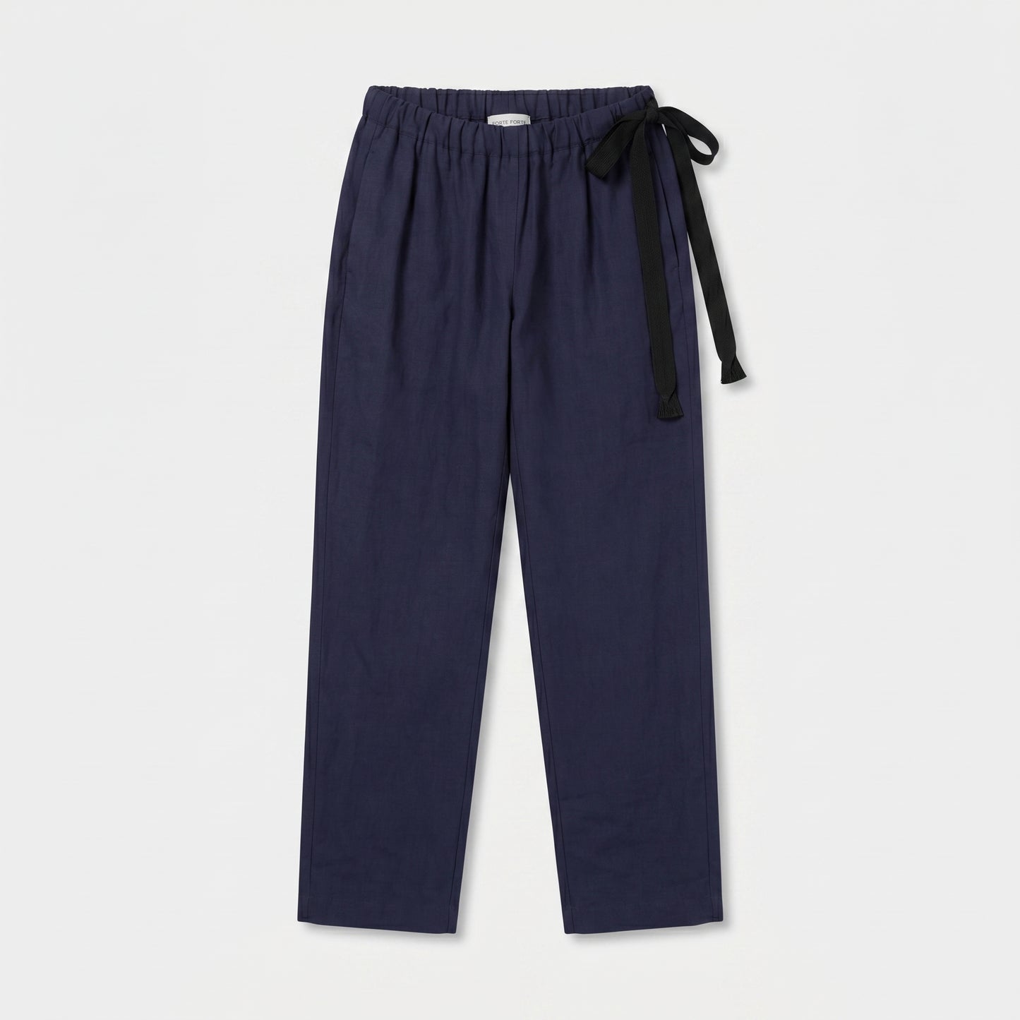 Relaxed Navy Linen Tie Trousers