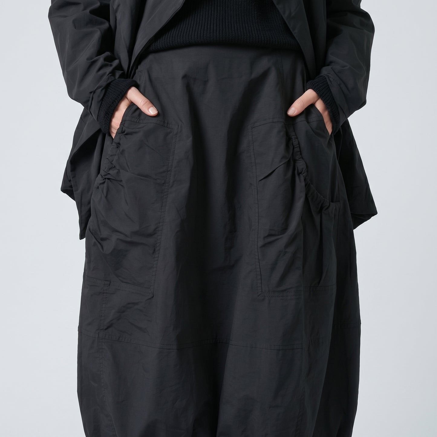 Black Bubble Hem Midi Skirt