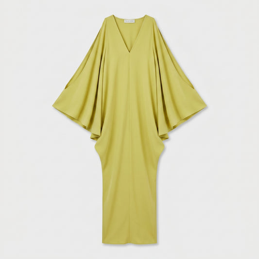 Draped Cape-Sleeve Maxi Dress
