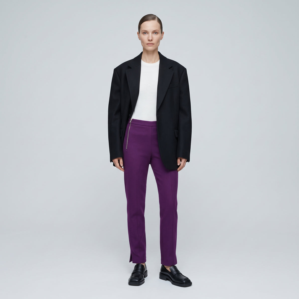Tailored High-Waisted Purple Trousers