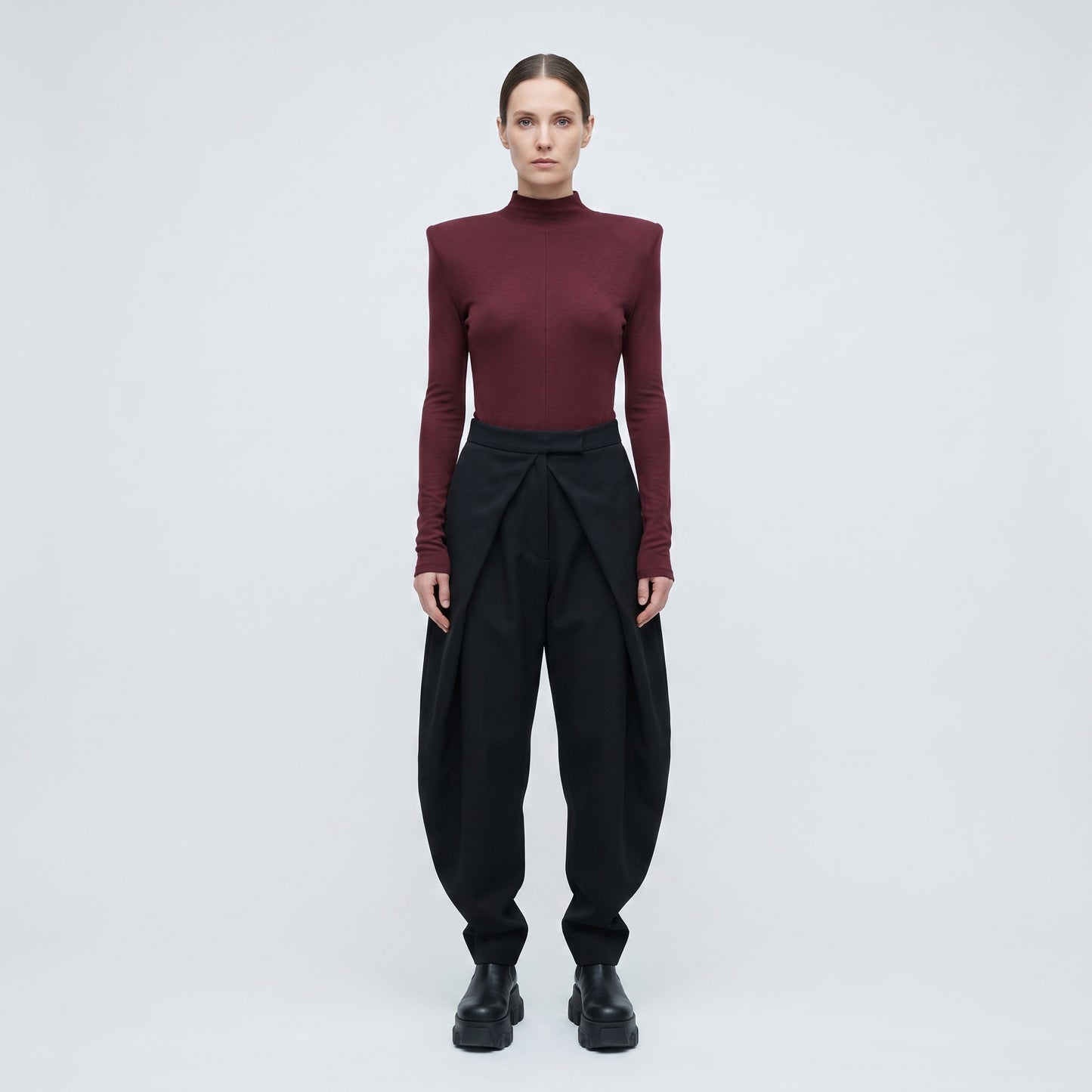 Structured Shoulder Mock Neck Top