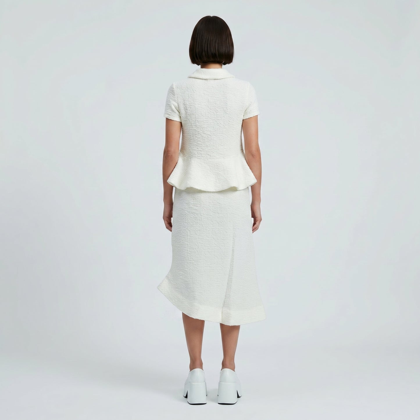 Asymmetric Textured Midi Skirt