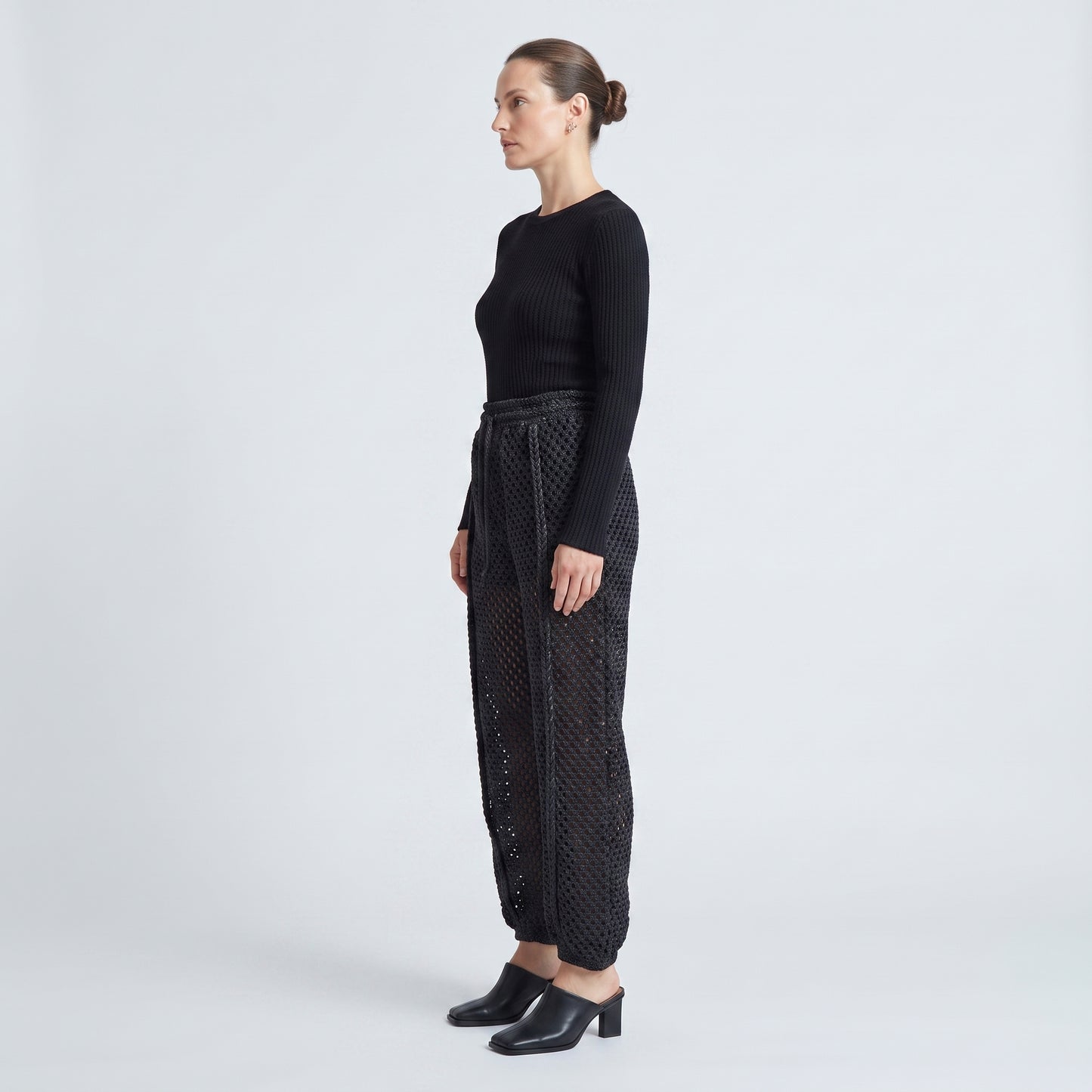 Open Knit Black Trousers