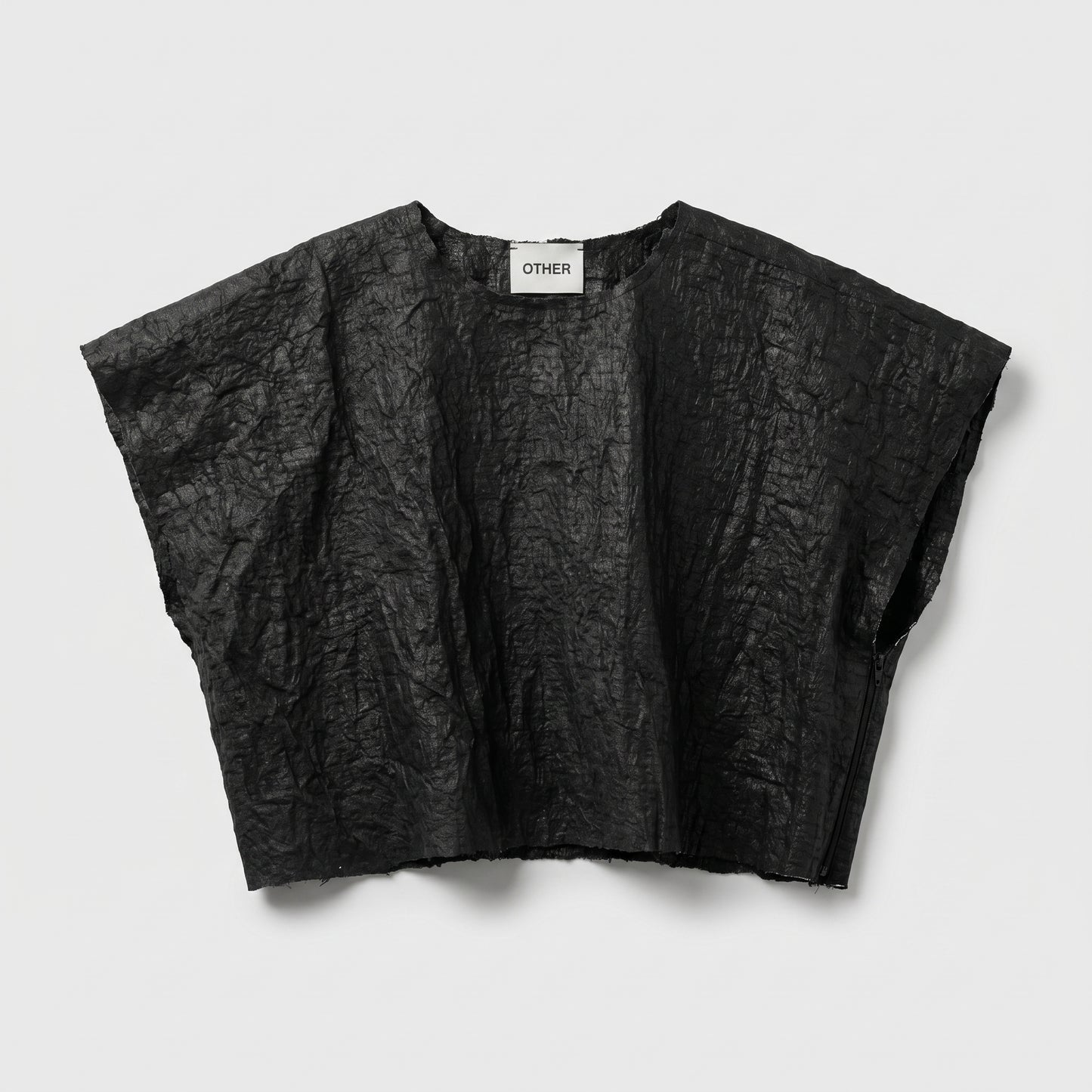 Black Textured Boxy Top