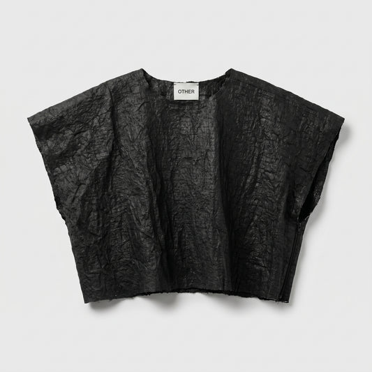Black Textured Boxy Top